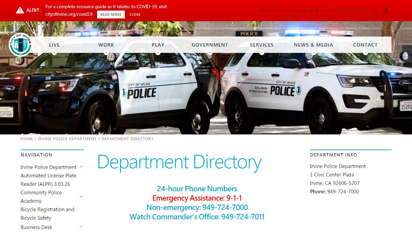 Department Directory | City of Irvine