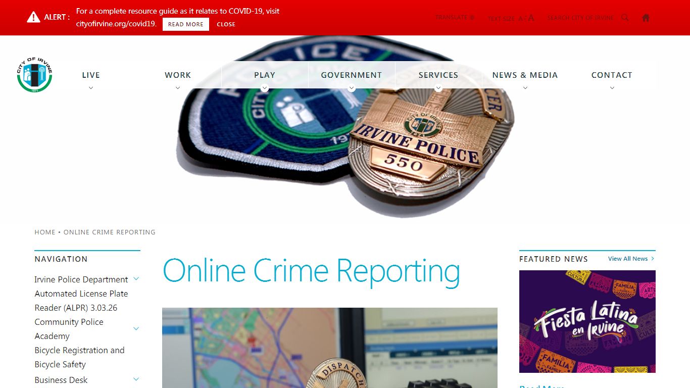 Online Crime Reporting | City of Irvine